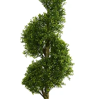 5ft. UV Resistant Boxwood Spiral Topiary Artificial Tree in Slate Planter