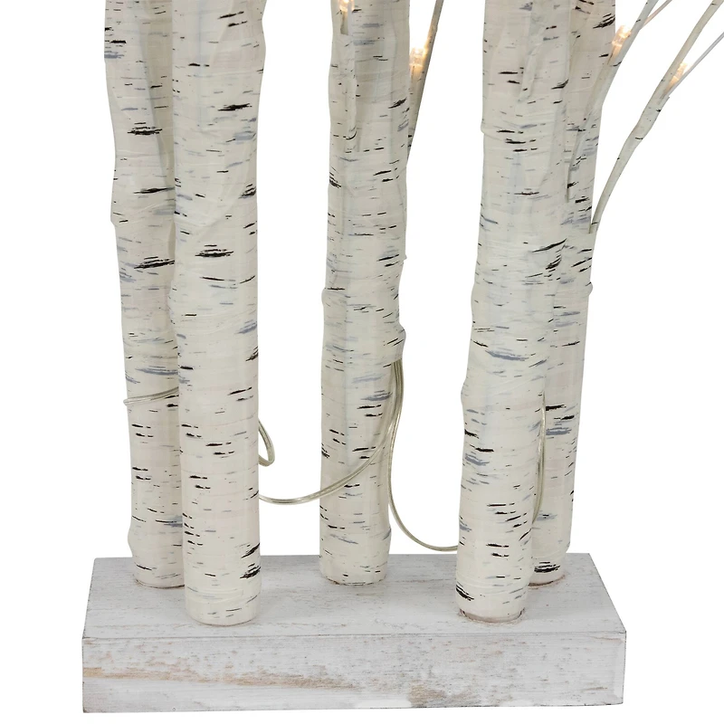 4ft. Pre-Lit White Birch Twig Tree Cluster Christmas Decoration, Warm White LED Lights