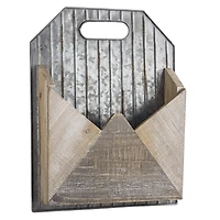 Galvanized Metal & Wood Envelope Wall Organizer