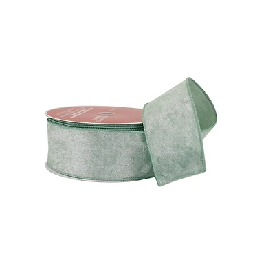2.5" x 60ft. Sage Velvet Wired Jumbo Ribbon by Celebrate It®