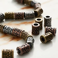 Metal Carved Tube Beads, 9mm by Bead Landing™