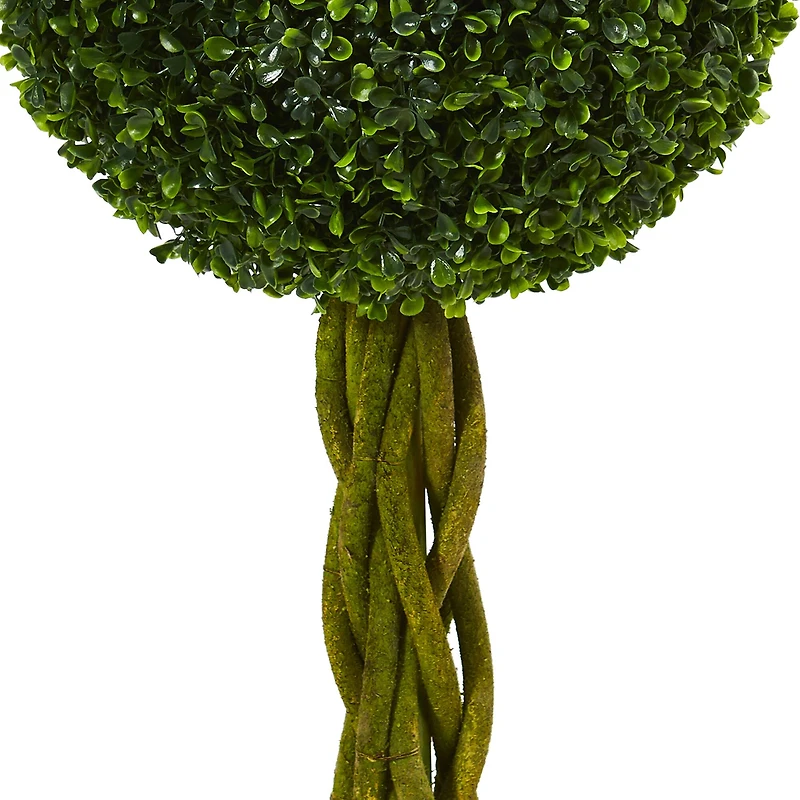 4ft. Potted Boxwood Double Ball Topiary Tree with Woven Trunk