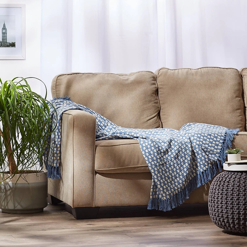 DII® Stonewash Blue Urban Check Throw