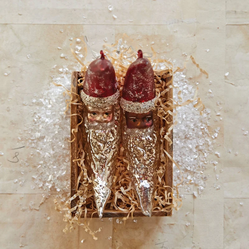 Hello Honey® 6" Red & Silver Mercury Glass Santa Moon Ornament