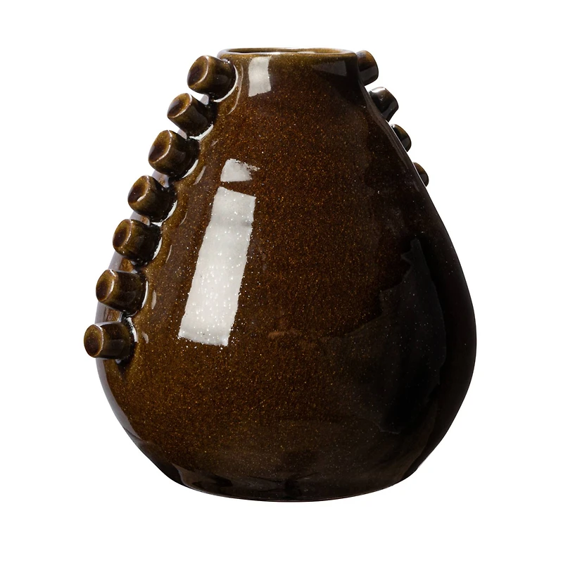 Hello Honey® 7" Brown Terra Cotta Vase with Hobnails