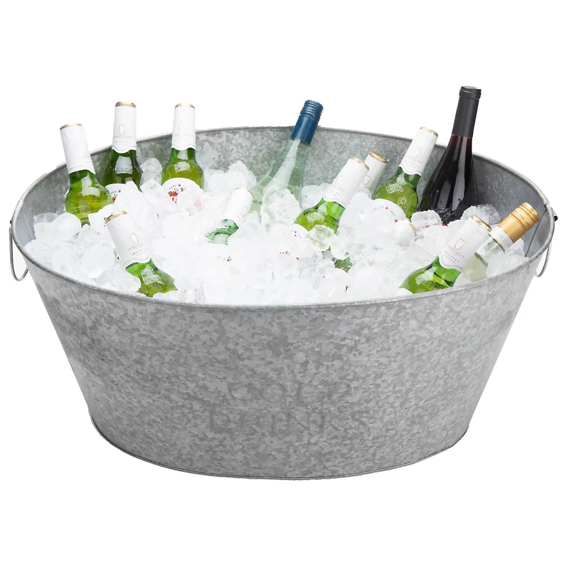 Mind Reader 12'' Large Round Galvanized Steel Beverage Tub with Handles
