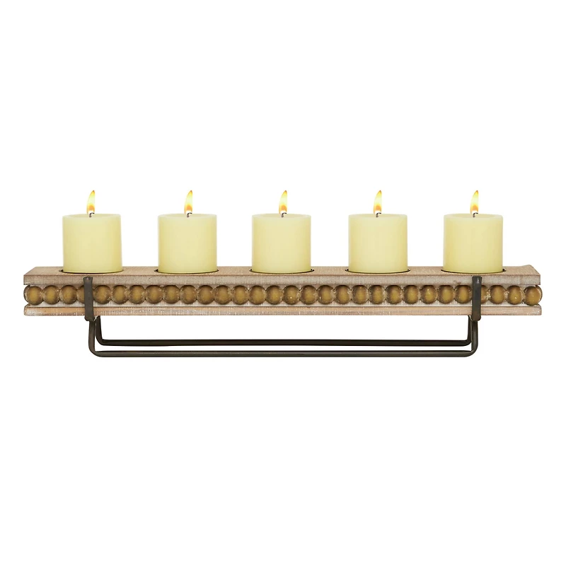 24" Brown Wood Natural Candlestick Holder