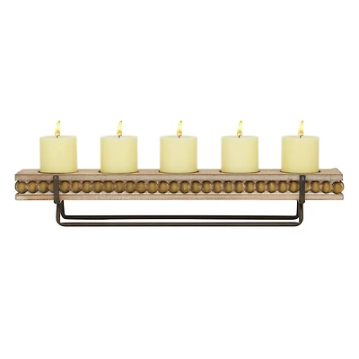24" Brown Wood Natural Candlestick Holder