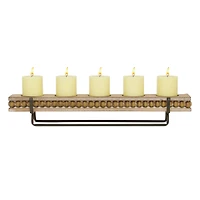 24" Brown Wood Natural Candlestick Holder
