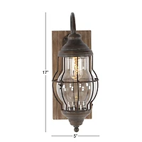 17" Brown Iron Industrial LED Wall Sconce