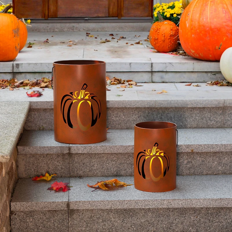 Glitzhome® Metal Cutout Pumpkin Bucket Set