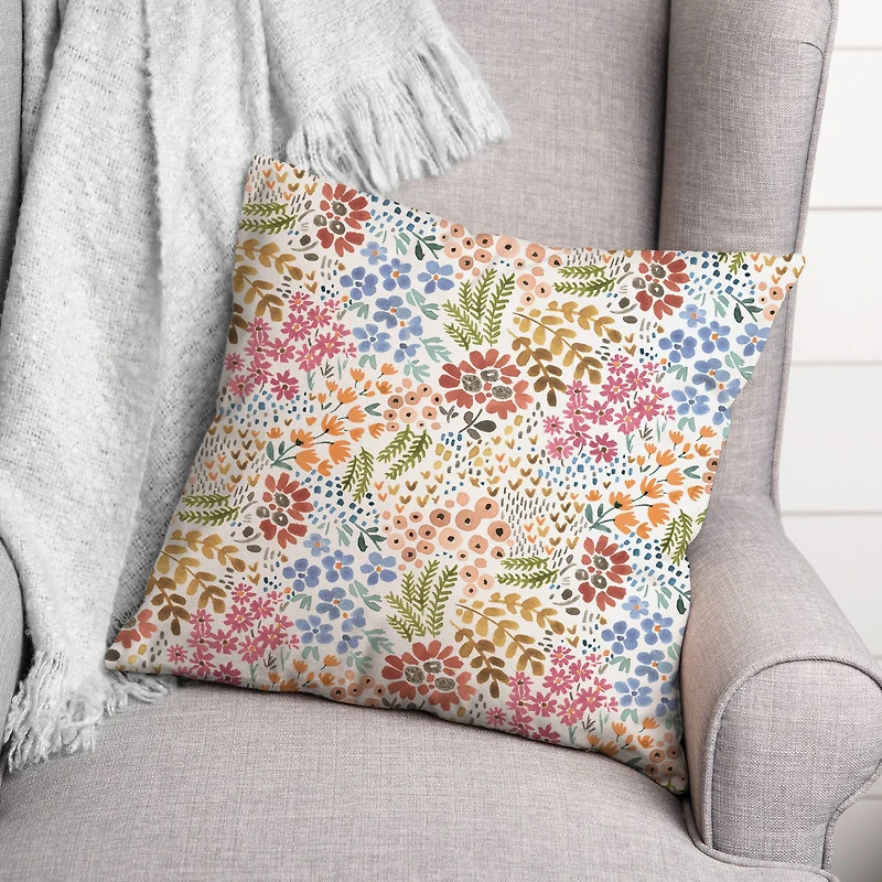 Bright Multi Floral 18" x 18" Throw Pillow