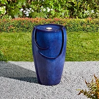 Glitzhome® 20.5" Cobalt Blue LED Ceramic Outdoor Fountain