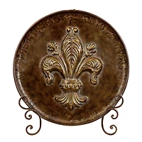 25" Traditional Decorative Iron Fleur de Lis Plate with Stand