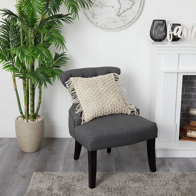 18" Bohemian Fringed Woven Macramé Pillow Cover
