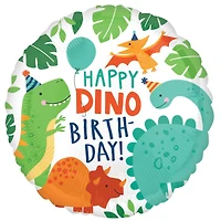17" Happy Dino Birthday Mylar Balloon