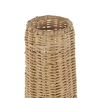 16" Brown Rattan Handmade Fluted Hourglass Vase