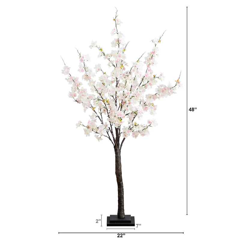 4ft. Pre-Lit Blossoming Pink Artificial Cherry Tree with Warm White LED Lights