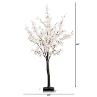 4ft. Pre-Lit Blossoming Pink Artificial Cherry Tree with Warm White LED Lights