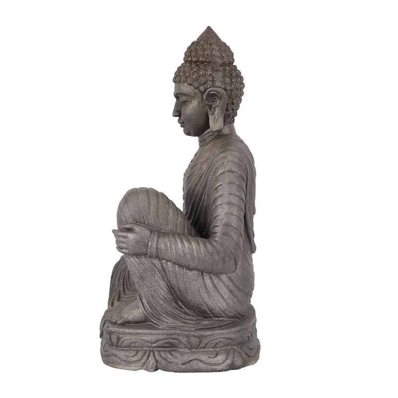 Dark Brown Traditional Buddha Garden Sculpture, 19" x 15" x 36"