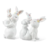 Glitzhome® Set of 2 Easter Resin Bunny Mom and Baby Table Decor