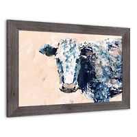 Painted Cow 24" x 16" Western Gray Framed Print