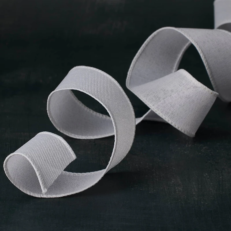 1.5" x 20ft. White Wired Faux Linen Ribbon by Celebrate It™