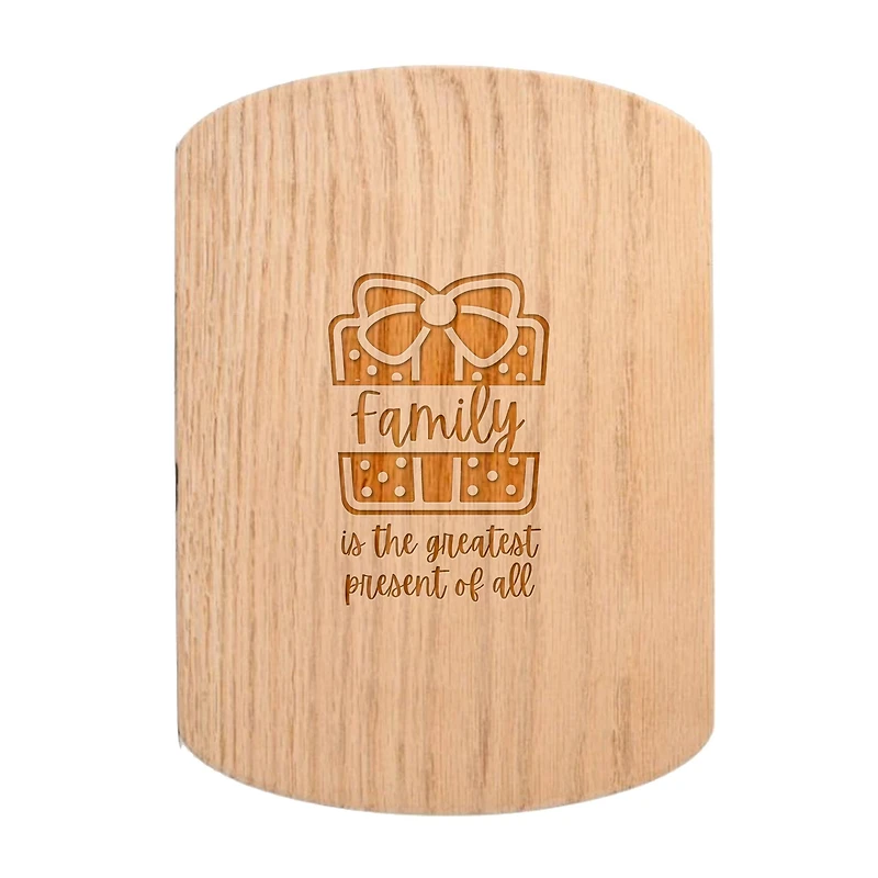 Family is the Greatest Present 11" x 8" Redwood Oval Cutting Board