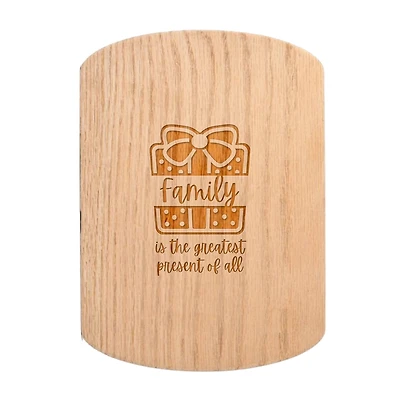Family is the Greatest Present 11" x 8" Redwood Oval Cutting Board