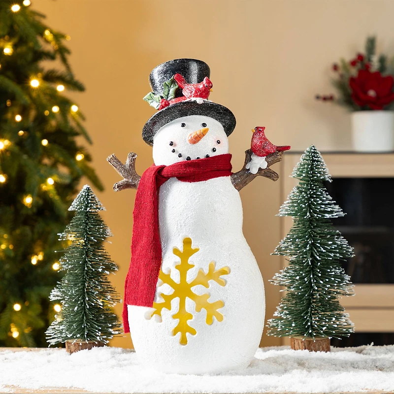 Glitzhome® 15" Christmas Lighted Resin Snowman Table Decor