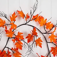 6ft. Pre-Lit Autumn Maple Artificial Fall Garland with 54 Warm White LED Lights