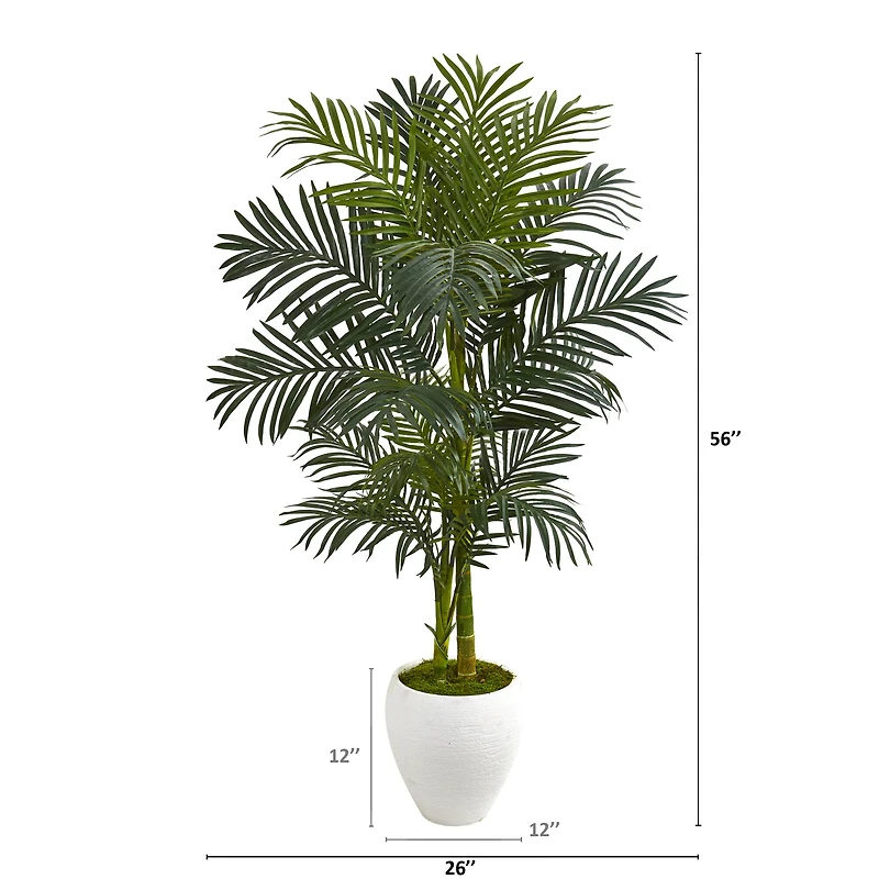 4.6ft. Golden Cane Artificial Palm Tree in White Planter