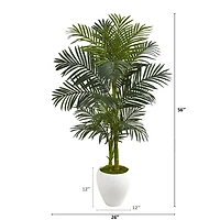 4.6ft. Golden Cane Artificial Palm Tree in White Planter
