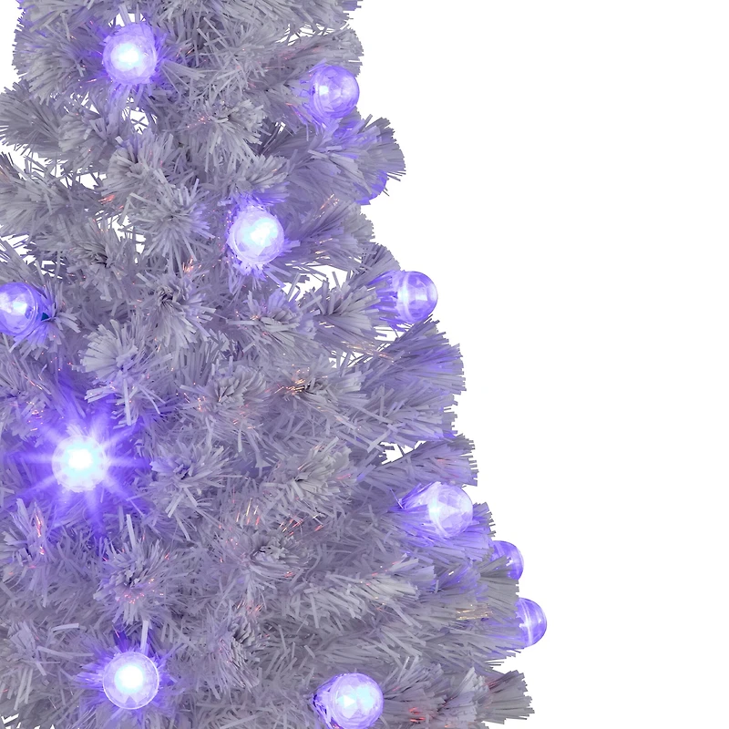 4ft. Pre-Lit Medium White Iridescent Fiber Optic Artificial Christmas Tree with Blue LED Lights