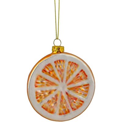 3.5" Glittered Orange Slice Glass Ornament