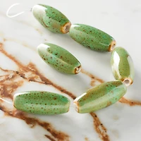 Green Ceramic Oval Beads, 29.5mm by Bead Landing™