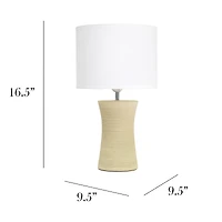 Simple Designs White Shade Ceramic Hourglass Table Lamp
