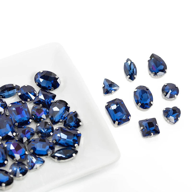 CousinDIY Silver Blue Zircon Glass Sew-On Rhinestones, 56ct.