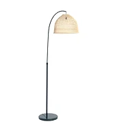 Hello Honey® Modern Boho Floor Lamp with Marble Base & Rattan Shade