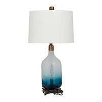 Blue Glass Table Lamp Set of 2 15", 28"