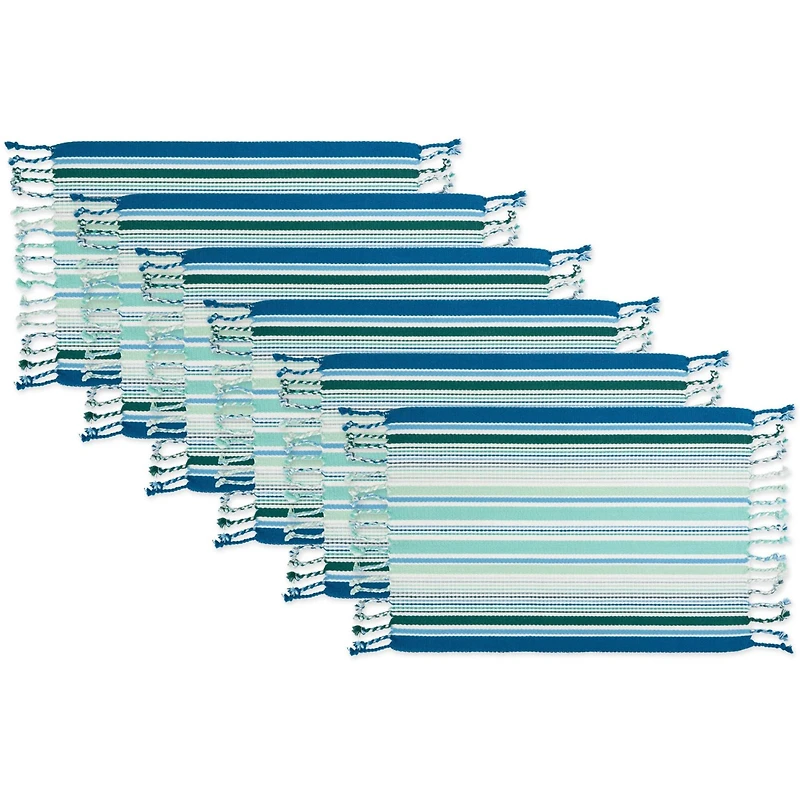DII® Tidal Stripe Fringed Placemat Set, 6ct.