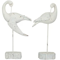 White Polystone Bird Sculpture Set