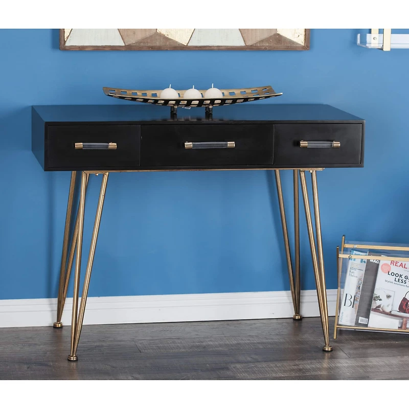 3.5ft. Black Modern Wood Console Table
