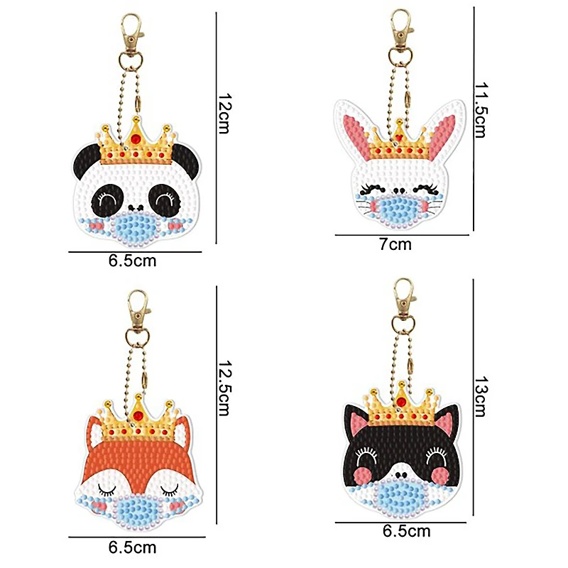 Sparkly Selections Animals Wearing Masks Diamond Painting Keychains Kit