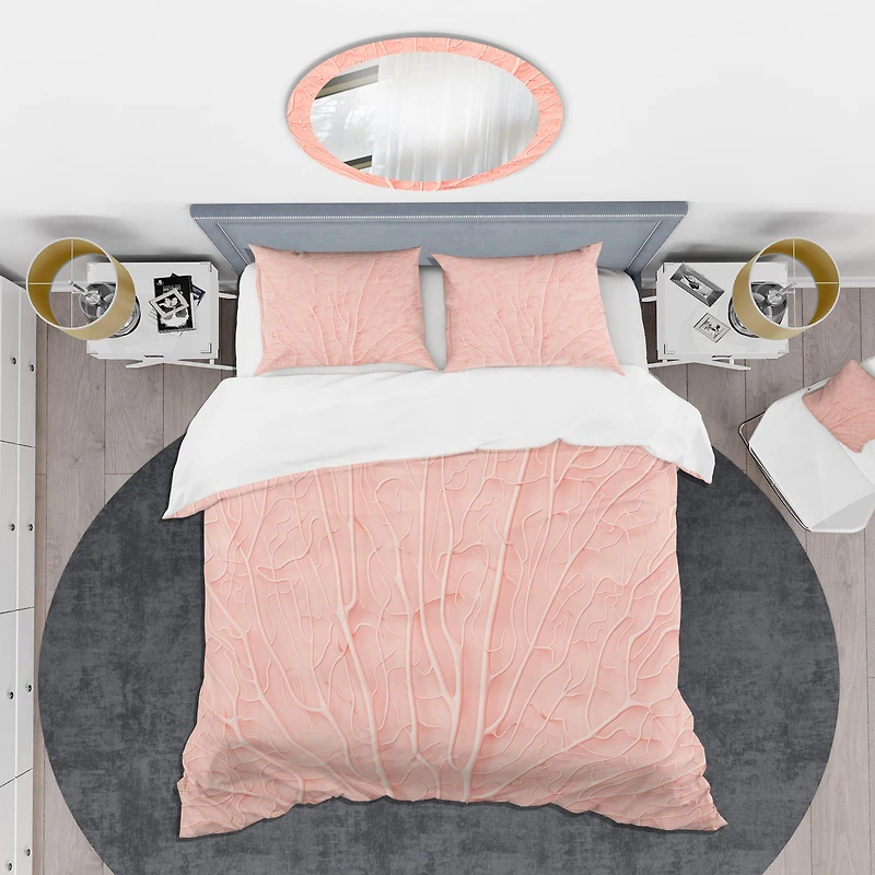 Designart 'Living Coral Pink' Mid-Century Duvet Cover Set