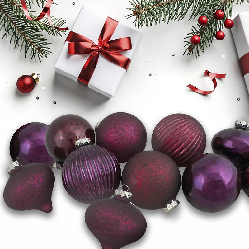 12ct. Jewel Tone Glass Onion & Ball Ornaments