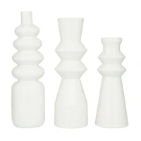 White Stoneware Contemporary Vase, Set of 3" 16",17"
