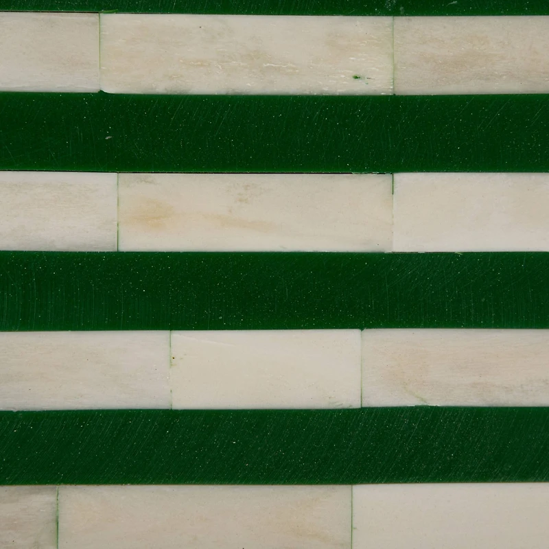 Hello Honey® 18" Green & Cream Reclaimed Wood Tray with Handles