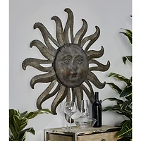 36" Gray Metal Sun Outdoor Wall Accent