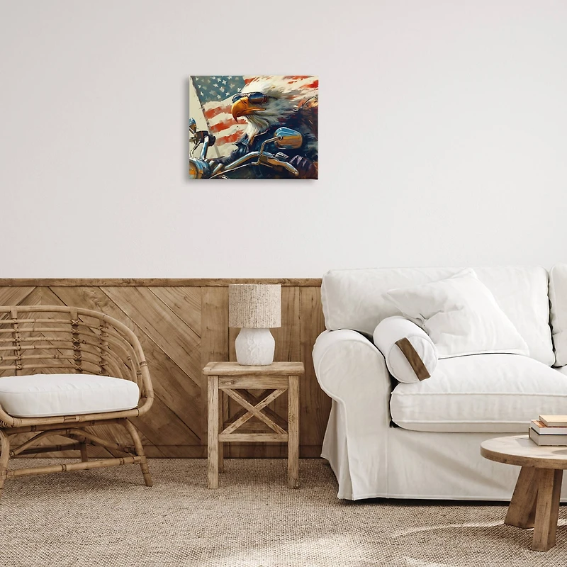 Stupell Industries Patriotic Bald Eagle Canvas Wall Art